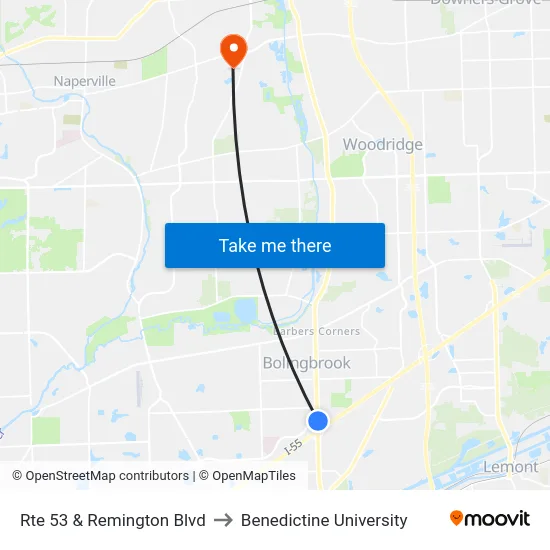 Rte 53 & Remington Blvd to Benedictine University map
