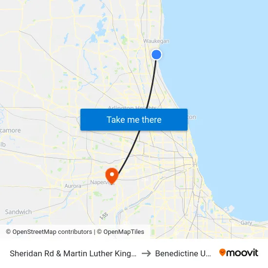 Sheridan Rd & Martin Luther King Jr Dr/22nd St to Benedictine University map