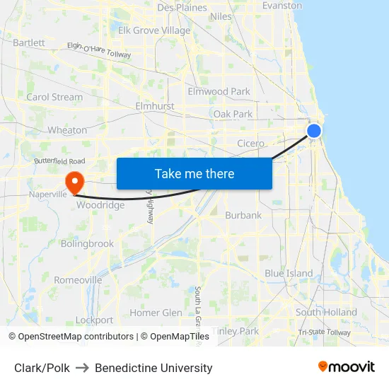 Clark/Polk to Benedictine University map