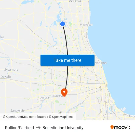 Rollins/Fairfield to Benedictine University map