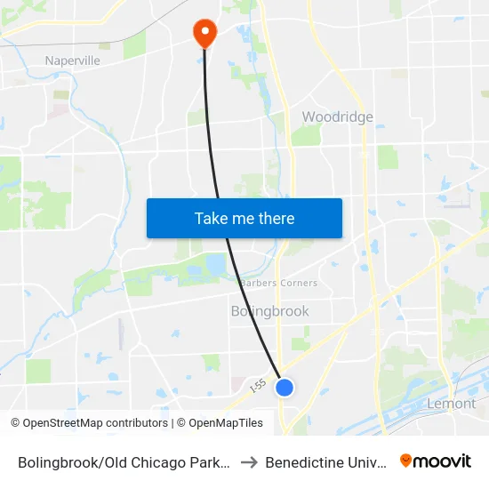 Bolingbrook/Old Chicago Park-N-Ride to Benedictine University map