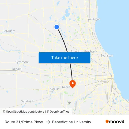 Route 31/Prime Pkwy. to Benedictine University map