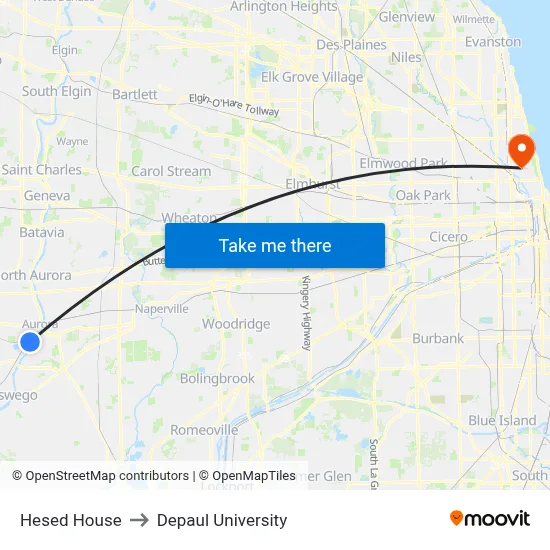 Hesed House to Depaul University map