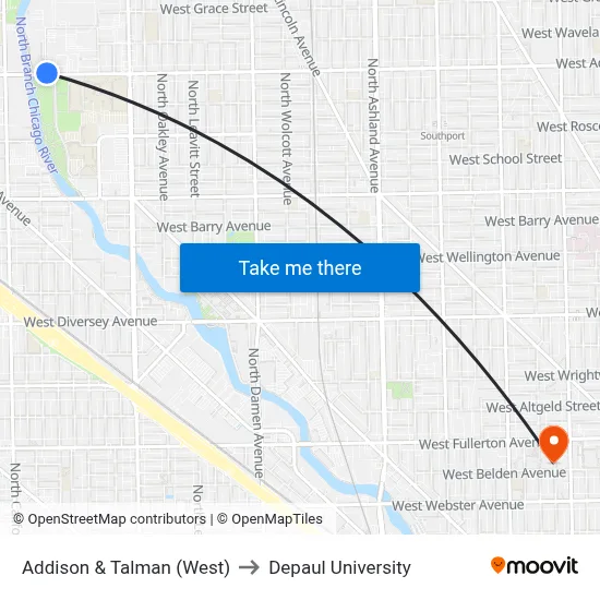 Addison & Talman (West) to Depaul University map