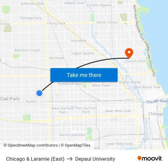 Chicago & Laramie (East) to Depaul University map