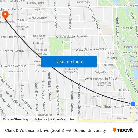 Clark & W. Lasalle Drive (South) to Depaul University map