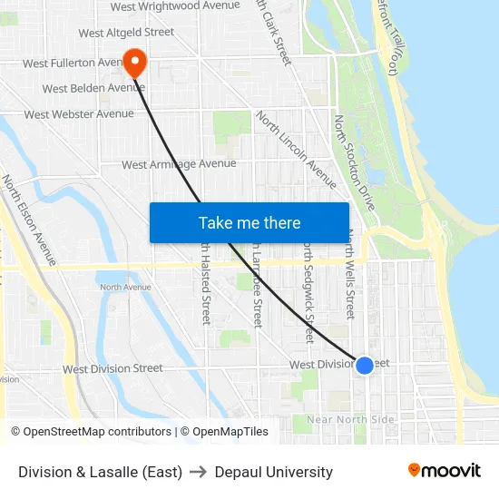 Division & Lasalle (East) to Depaul University map