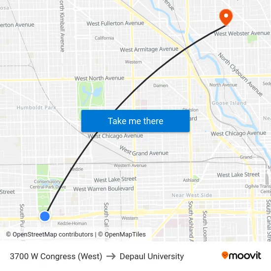 3700 W Congress (West) to Depaul University map