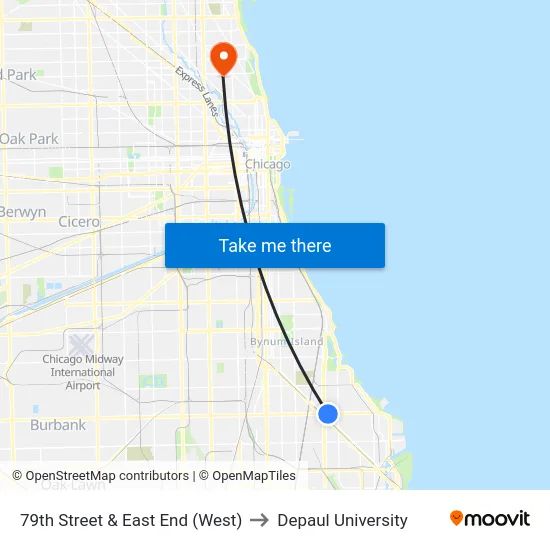 79th Street & East End (West) to Depaul University map