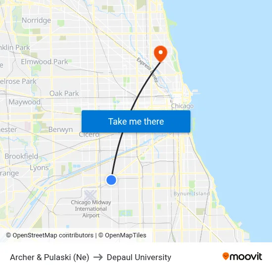 Archer & Pulaski (Ne) to Depaul University map