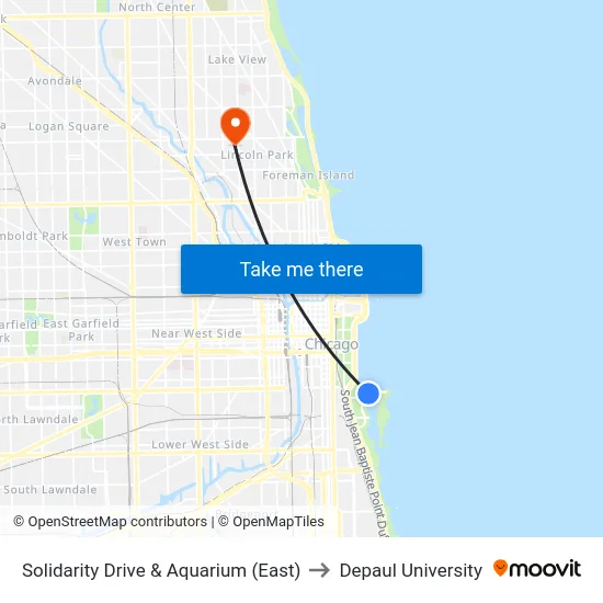 Solidarity Drive & Aquarium (East) to Depaul University map