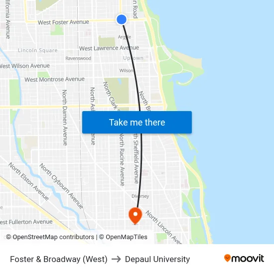 Foster & Broadway (West) to Depaul University map