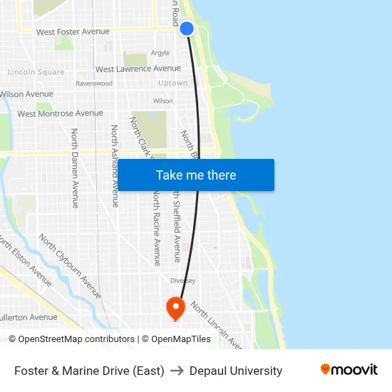 Foster & Marine Drive (East) to Depaul University map