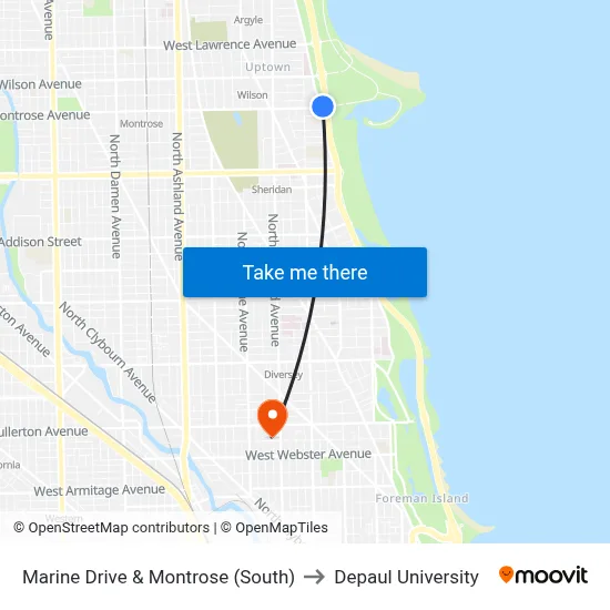 Marine Drive & Montrose (South) to Depaul University map
