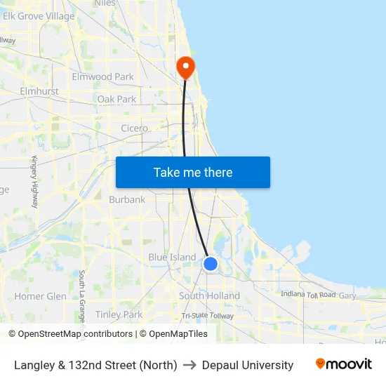 Langley & 132nd Street (North) to Depaul University map