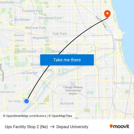 Ups Facility Stop 2 (Ne) to Depaul University map