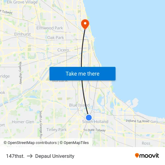 147thst. to Depaul University map