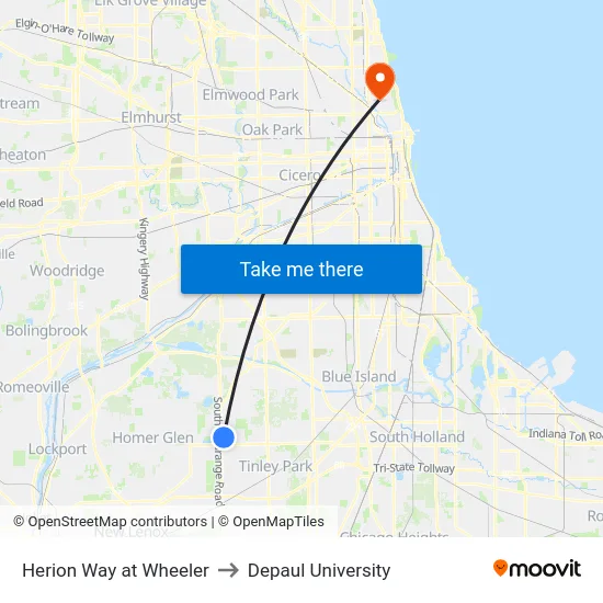 Herion Way at Wheeler to Depaul University map