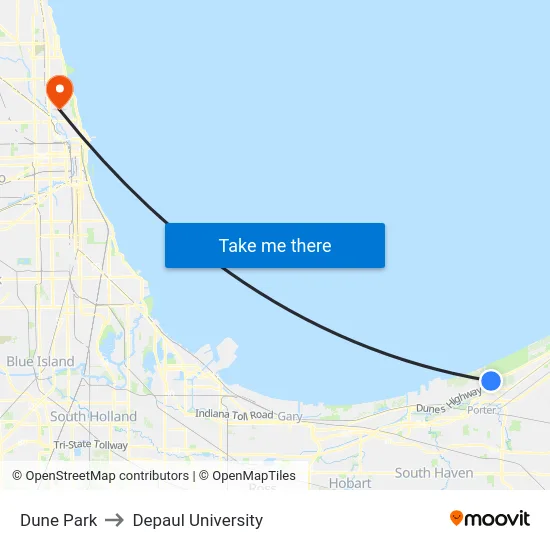 Dune Park to Depaul University map