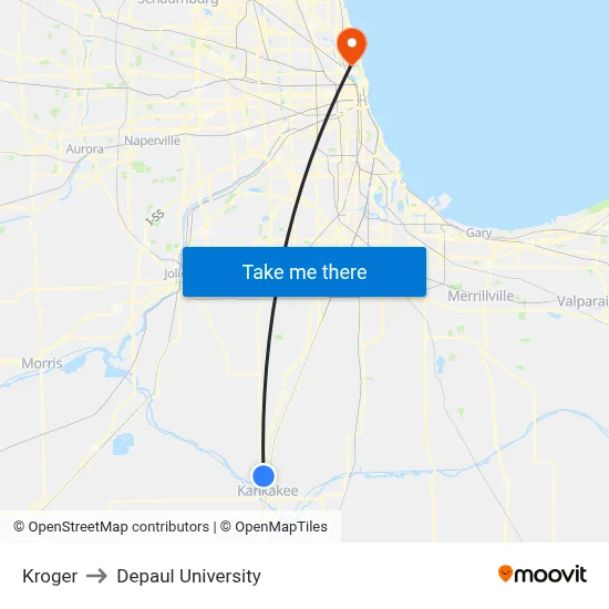 Kroger to Depaul University map