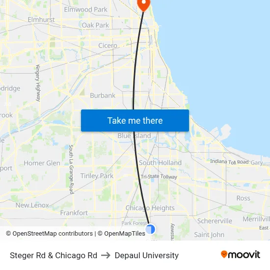 Steger Rd & Chicago Rd to Depaul University map