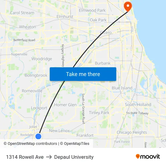 1314 Rowell Ave to Depaul University map