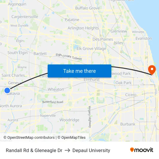 Randall Rd & Gleneagle Dr to Depaul University map