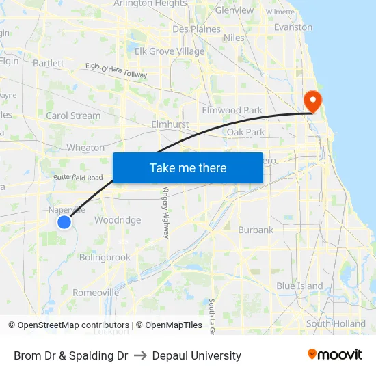 Brom Dr & Spalding Dr to Depaul University map
