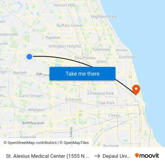 St. Alexius Medical Center (1555 N Barrington Rd) to Depaul University map