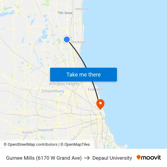 Gurnee Mills (6170 W Grand Ave) to Depaul University map