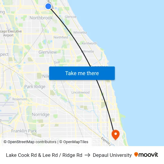 Lake Cook Rd & Lee Rd / Ridge Rd to Depaul University map