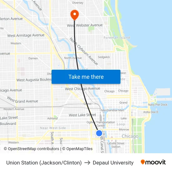 Union Station (Jackson/Clinton) to Depaul University map