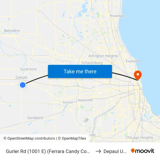 Gurler Rd (1001 E) (Ferrara Candy Company) - Wb Stop #726 to Depaul University map