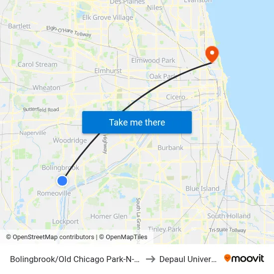 Bolingbrook/Old Chicago Park-N-Ride to Depaul University map