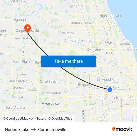 Harlem/Lake to Carpentersville map