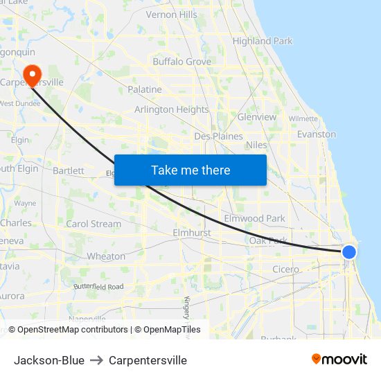 Jackson-Blue to Carpentersville map