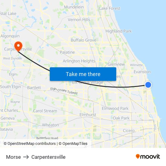 Morse to Carpentersville map