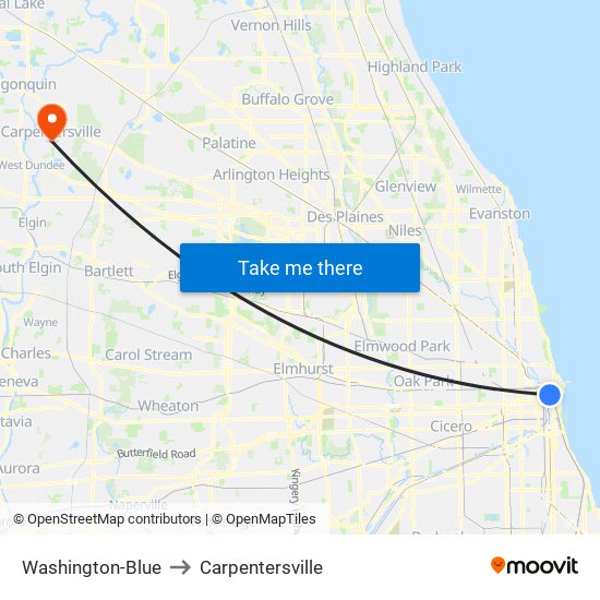 Washington-Blue to Carpentersville map