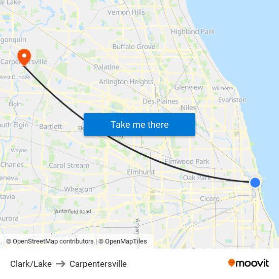 Clark/Lake to Carpentersville map