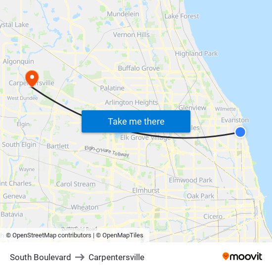 South Boulevard to Carpentersville map