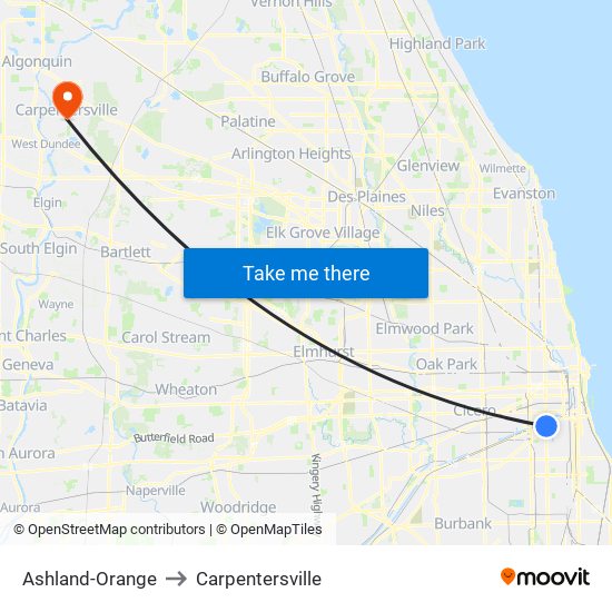 Ashland-Orange to Carpentersville map