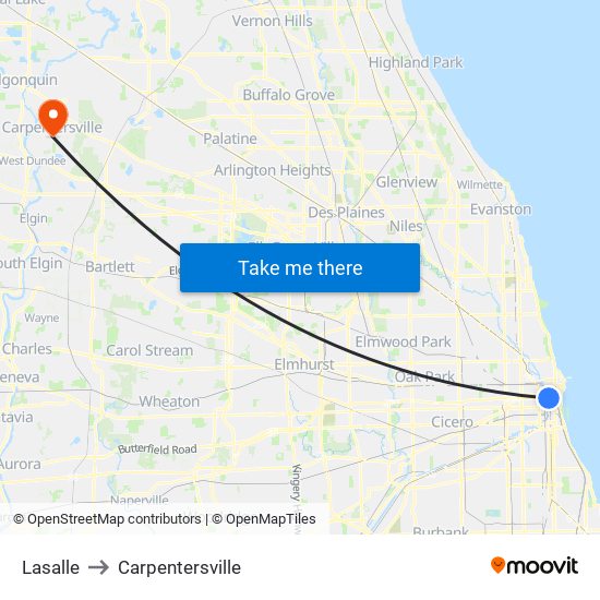 Lasalle to Carpentersville map