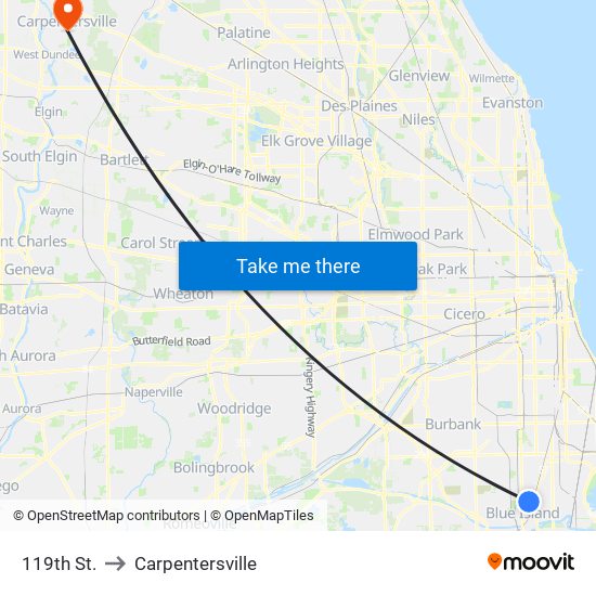 119th St. to Carpentersville map