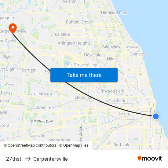 27thst. to Carpentersville map