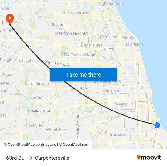 63rd St. to Carpentersville map