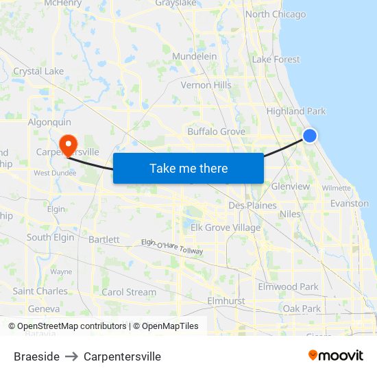 Braeside to Carpentersville map