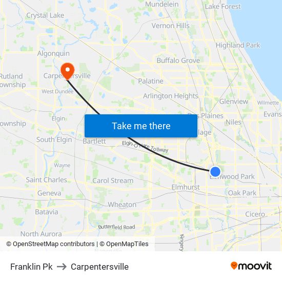 Franklin Pk to Carpentersville map