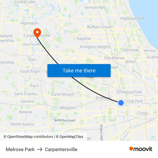 Melrose Park to Carpentersville map