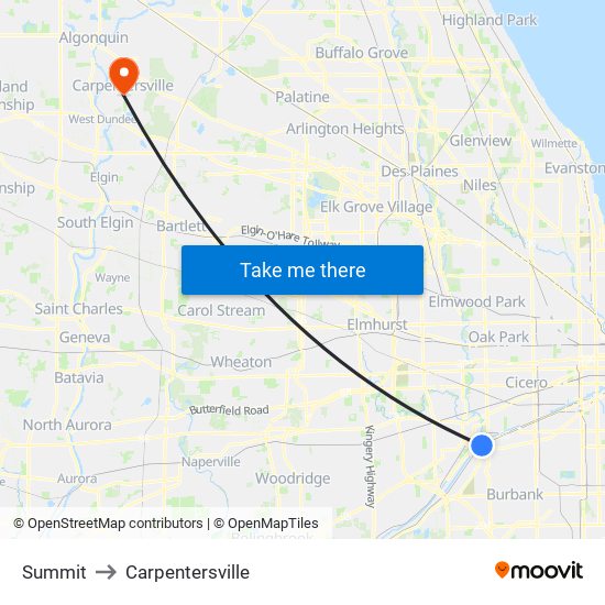 Summit to Carpentersville map