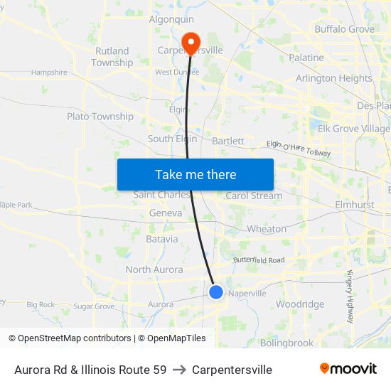 Aurora Rd & Illinois Route 59 to Carpentersville map